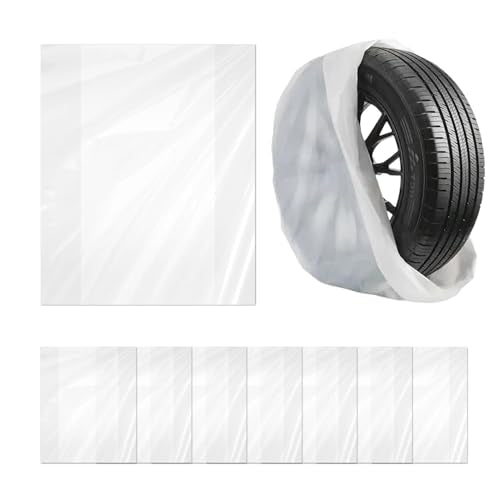8PCS Extra-Large Tire Covers, Tear-Resistant LDPE Plastic Tire Bags for Storage & Transport Car Tires Wheel, Waterproof Dustproof Tire Storage Bag,Universal for Most Vehicles (43.3" * 39.2") - size: 8PCS