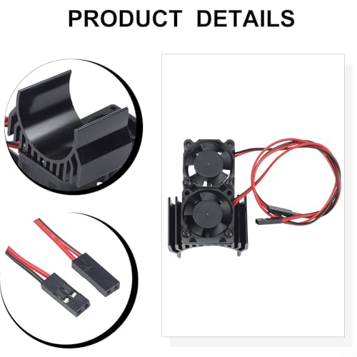 Aluminum RC Motor Heat Sink with Dual 30mm Cooling Fans 1: 10 Cars Compatible Having 540 550 Brushed 3650 3660 Brushless Motors Red(Silver) - color: Silver