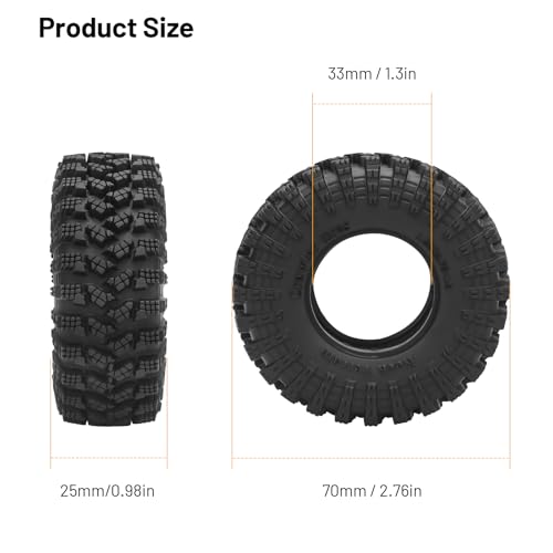 1.3 Crawler Tires, daitoku 70 * 33 * 25mm 1.3 RC Tires for SCX24 TRX4M AX24 1/18 1/24 RC Crawler - style: Style F