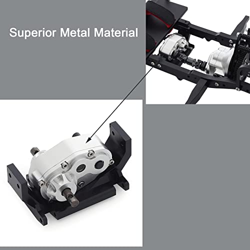 Metal D90 Single Speed Transmission Gearbox with Clockable Motor for 1/10 RC Crawler RC4WD Gelande II FJ40 G2 D110 DefenderTF2 (Transfer Case with Skid Plate) - color: Transfer Case With Skid Plate