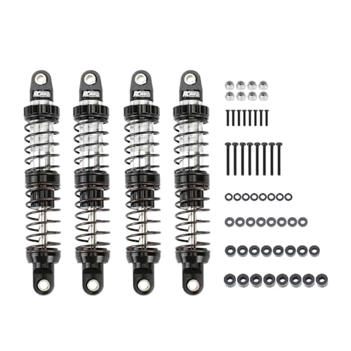 RCAWD 7075 90mm Shock Absorbers Universal for 1/10 RC Crawler Upgrades, for SCX10 I II III Pro 90046 AXI231017 TRX4 TRX6 Redcat D90 MST RC Shocks Dampers with Spring Black - color: Black, size: 90mm