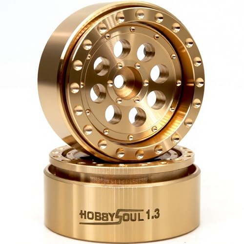 Brass 1.3 Beadlock Wheels Heavy 68g/Rim Fits TRX4M SCX24, 4-Pack | adjustable offset Brass color rims with 7mm hex hub, upgrade accessory parts for 1/18 & 1/24 micro RC crawlers - color: Brass