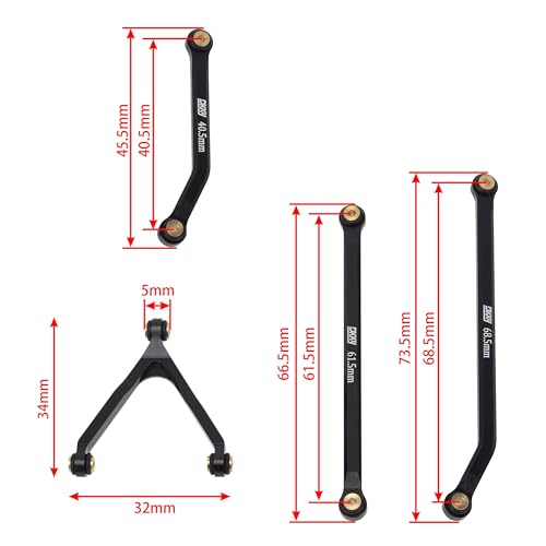 DKKY CNC Aluminum High Clearance for 1/24 RC Crawler LWB 133.5mm Axial SCX24 AXI90081 Deadbolt AXI00004 B17 Upgrades (Black) - color: Black