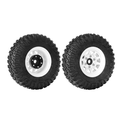 4PCS RC Car 1.55 Inch Tyres Aluminum Alloy Metal Beadlock Wheel Rim and Rubber Tires for 1/10 RC Crawler Car for Axial AX90069 D90 TF2 Tamiya CC01 LC70 MST JIMNY(85mm-10Holes White) - color: 85mm-10Holes White