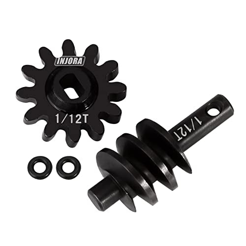INJORA Underdrive Gears Differential Axle Steel Gears 1/12T Steel Worm Gears Upgrade Parts for AX24 SCX24 C10 JLU Gladiator Bronco Deadbolt Axial 1/24 RC Crawler Car