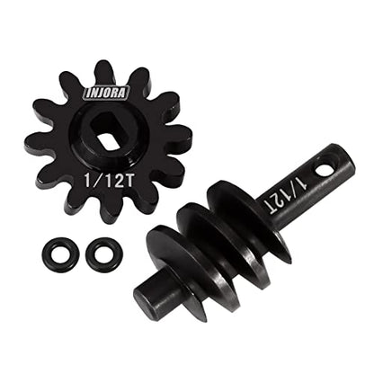 INJORA Underdrive Gears Differential Axle Steel Gears 1/12T Steel Worm Gears Upgrade Parts for AX24 SCX24 C10 JLU Gladiator Bronco Deadbolt Axial 1/24 RC Crawler Car