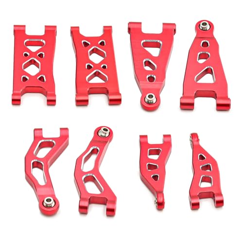 Front and Rear Suspension Arms Set ARA330839 ARA330840 Aluminum Alloy for Arrma Mojave Grom Mega 380 Desert Truck Upgrade Parts (Red)