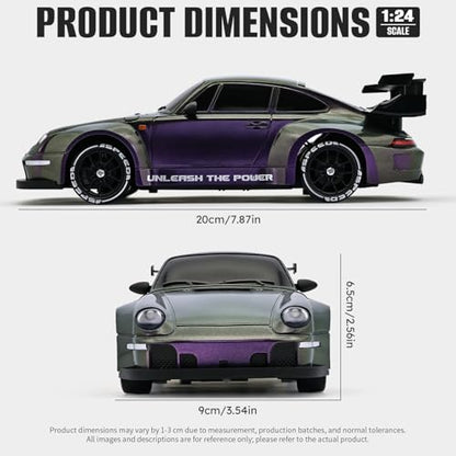 RC Drift Car,1:24 Scale Remote Control Car, 2.4GHz 20KM/H 4WD High Speed RC Cars for Kids with LED Light, Two Batteries,Drifting Tires,Racing Vehicle Toy for Adults Boys Girls Purple - color: Purple
