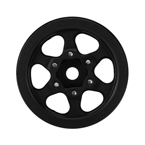 INJORA 1.0 Aluminium Beadlock Wheel for TRX4M 1/24 1/18 RC Crawler（Black） - color: Black