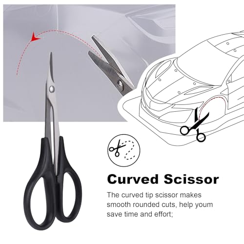 Hobbypark 0-14mm Hole Puncher Reamer w/Sleeve and Curved Scissors Set Universal Tool for RC Car Body Shell Lexan Plastic (with Black Reamer)