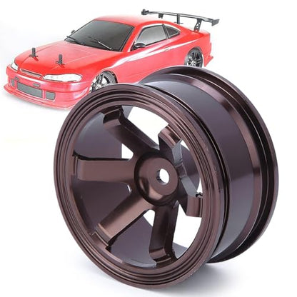 HERCHR 12mm Hex Hubs Metal Wheel Hub, 4pcs Aluminium Alloy Wheel Hub for Universal 1/10 Flat Running Drift RC Car Model Accessory Wheel Rims RC Wheel Rims Set Rc Drift Wheels(Coffee) - color: Coffee