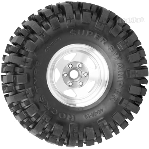 4PCS RC 1.9 Wheel Tires for 1/10 TRX4 TRX6 SCX10 SCX10 II 90046 SCX10 III AXI03007 SCX10 Pro Gen7/8 D90 VS4-10 MST CFX RC Crawler Car,Alloy 1.9 Beadlock Wheel Rubber Tires w/Sponge,Silver - color: Silver - (4pcs Tires)