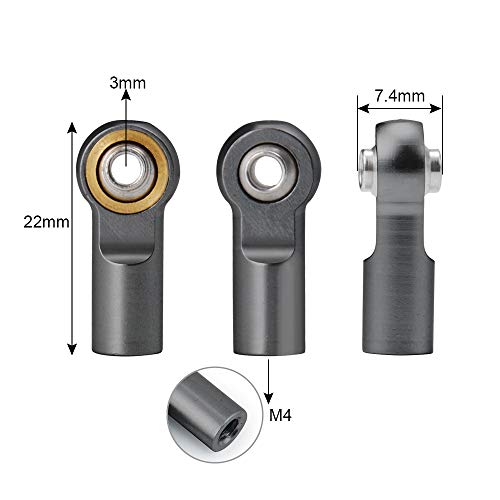 QUE-T 10pcs Metal Link Rod End M4 Ball Joint Head for RC Crawler Car (Titanium) - color: Titanium