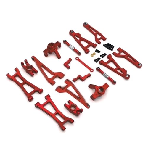 RC Accessory Compatible with MJX 16207 16208 16209 16210 Metal Front and Rear Suspension Arm Steering Cup Link Rod Set 1/16 RC Car Upgrade Parts Kit(Red,16208) - color: Red, size: 16208