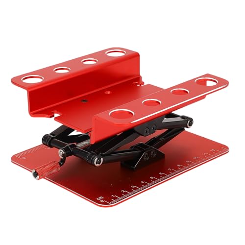 CHICIRIS RC Car Repair Work Stand, Manual Lift Workstation with Anti Slip Pad for 1/8 1/10 /12/16 RC Car, 2.36-5.51 inch Height Adjustment (Black Red) - color: Black Red