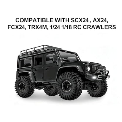 1.0" Beadlock Aluminum Wheels and 63mm Soft Rubber Tires | for SCX24, TRX4M, Ascent 18, FCX24, 1/18 1/24 RC Crawler, 7mm Hex, 0mm Offset, with Foam Inserts, (Black345) - color: Black 345