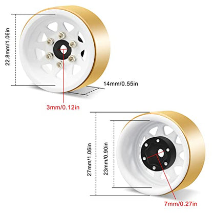 OGRC 1.0" Brass Aluminum Beadlock Wheels for TRX4M SCX24 Crawler (White) | 3.78mm Negative Offset, 22g Wheel Rim for TRX4M SCX24 AX24 1/18 1/24 RC Crawler - color: White