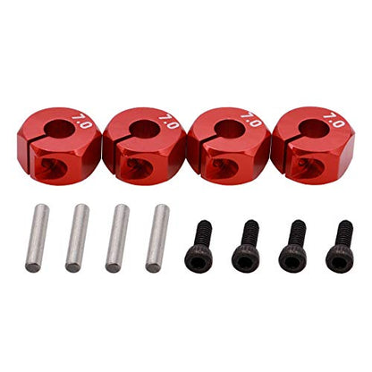 4PCS Aluminum 12mm hex hubs adapters 7mm Thickness Compatible with 1:10 HSP HPI Redcat traxxas RC Buggy Slash 4wd etc(Red)