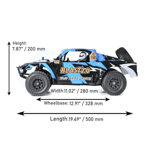 TOUCAN RC HOBBY 1/8 19.7Inches RH820 Remote Control Off Road Car 60-70KM/H High Speed RC Model Vehicle Flysky Radio RTR No Light System for Age 14+ - color: Blue