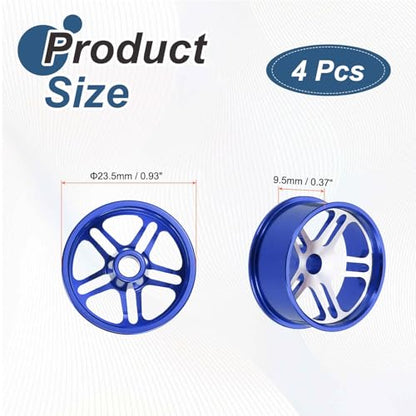 MECCANIXITY 4Pcs RC Car Wheel Rims, 23.5mm Dia 5-Spoke Blue Aluminum Alloy Wheel Rims Hex Hub for HSP RC Drift Racing Touring Car - color: Blue, size: 23.5mm Dia