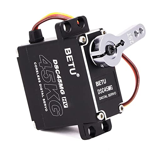 45Kg Coreless Servo Motor HV 8.4V, High Torque RC Digital Servo | Full Waterproof Servo, Stainless Steel Gear Servo with 25T Servo Horn(180°)