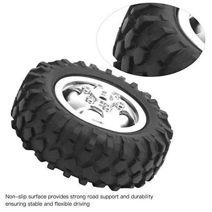 RC Wheels, 2Pcs Rubber Tire 55mm Dia Aluminium Alloy RC Tires 1/10 Scale Compatible for Off-Road Racing Trail Driving and Hobbyist Use