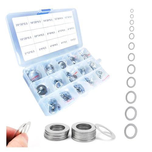 320pcs Flat Washer Assortment Kit, 15 Different Sizes Shim Washers M3~M20, Thick = 0.5mm, 304 Stainless Steel Thin Gasket for Bolt Screws (Thick 0.5mm Kit) - size: Thick 0.5mm Kit