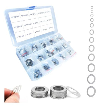 320pcs Flat Washer Assortment Kit, 15 Different Sizes Shim Washers M3~M20, Thick = 0.5mm, 304 Stainless Steel Thin Gasket for Bolt Screws (Thick 0.5mm Kit) - size: Thick 0.5mm Kit