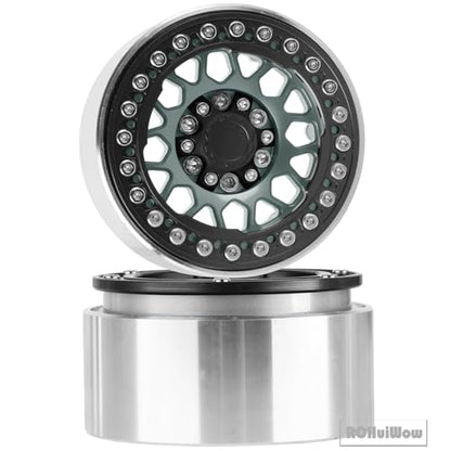 RC 1.9" Beadlock Wheels Rims for 1/10 SCX10 90046 AX103007 TRX4 TRX6 D90 VS4-10 MST CFX Gen8 Gen7 RC Crawler,Alloy Aluminium 1.9 rc Wheel Rim w/Rings,Titanium w/Black - color: Titanium(4pcs)