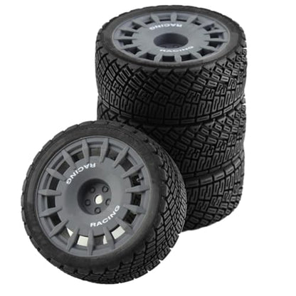 1/10 RC Rally Car Tires On Road Tyres 12mm Hex Plastic Wheels Rims Compatible with 1/10 Scale Racing Car Tamiya TT01 TT02 XV01 TA06 PTG2 HPI KYOSHO HSP RC On-Road Car 4PCS(Gray) - color: Gray
