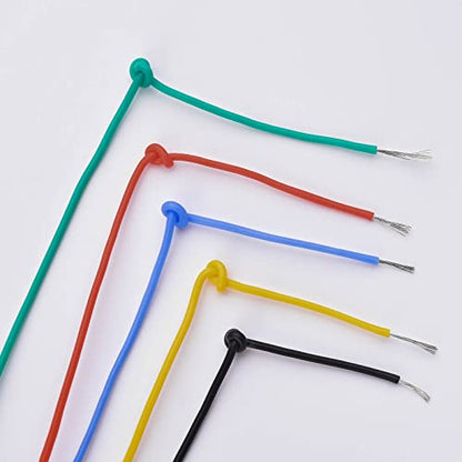 28 AWG Stranded Electrical Wire 28 Gauge Tinned Copper Wires Flexible Silicone Electric Hookup Wire Kit OD:1.2mm, 5 Colors 32.8ft/10m Each, DIY/Automotive/Home/Power Wiring Kit by Sznnzd™ - size: 5 Colors each 32.8Ft, style: 28AWG-Stranded