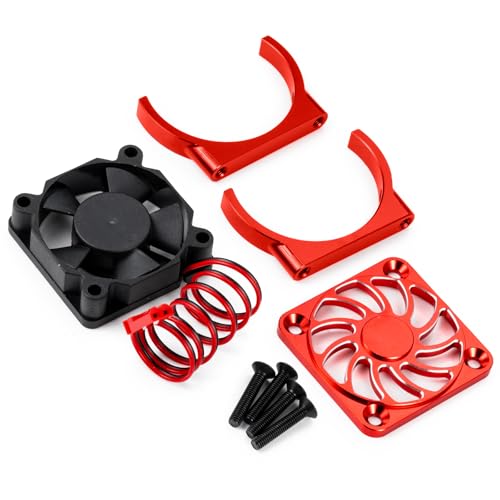 Cooling Fan 35mm Motor Heatsink for Tra-xxas Mini Maxx/Slash/XRT | VXL 3S 1:8 Jato 2S 4S 1:16 Red Aluminum Alloy Upgrade Parts - color: Red