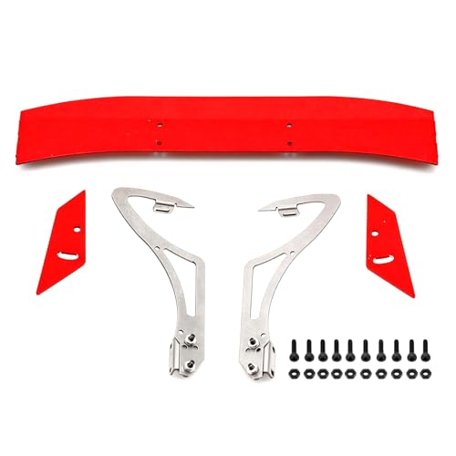 RC Spoiler, Red Aluminum Rear Wing for 1/10 On Road Car | Fits many 1/10 on-road/drift/touring RC body shells; 170 mm wide, 86 mm tall, DIY mounting required