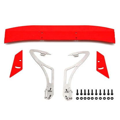 RC Spoiler, Red Aluminum Rear Wing for 1/10 On Road Car | Fits many 1/10 on-road/drift/touring RC body shells; 170 mm wide, 86 mm tall, DIY mounting required