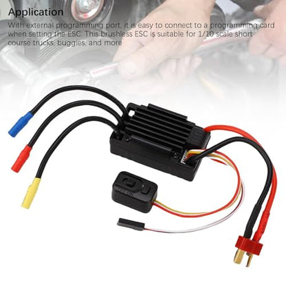 FTVOGUE 35A Brushless ESC Electronic Speed Controller for RC Cars with 4 Level Brake 8 Level Drag Brake for 1/10 Scale Short Course Trucks Buggies