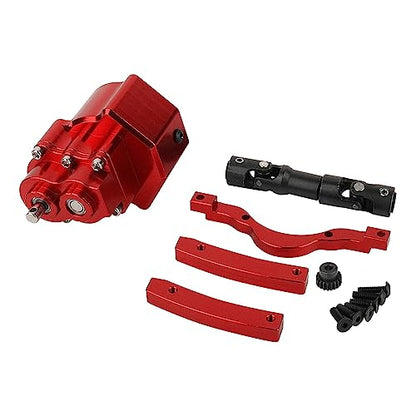 All Metal Front Planetary Motor Transmission Prefixal Gearbox Transfer Case with Hardened Steel Drive Shaft for 1/10 RC Crawler Car Axial SCX10 & SCX10 II 90046 Upgrade Parts (red) - color: Red