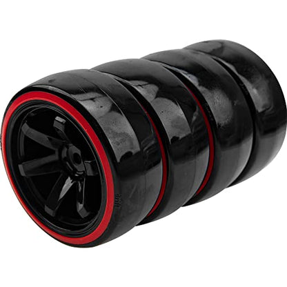 1/10 RC Drift Car Tires Hard Plastic Tyre & 12mm Hex Hub Wheel Rims 6 Spoke Compatible with Traxxas HSP Tamiya Kyosho HPI Redcat Racing MST 1/10 On-Road RC Drift Drifting Car (Red2) - color: Red2