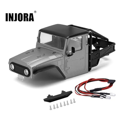 INJROA IR40 Truck Body with Tube Cage for 1/18 TRX4M Defender Bronco (Grey) - color: Grey