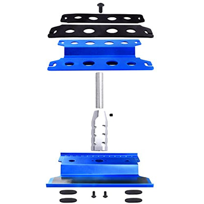Aluminum Alloy RC Car Repair Work Stand Hobby Tool Set 360 Degree Rotation Lift/Lower and RC Screws Kit Repair Tool Box for 1/8 1/10 1/12 1/16 1/18 RC Car Truck Buggy Models (Navy Blue) - color: Navy Blue