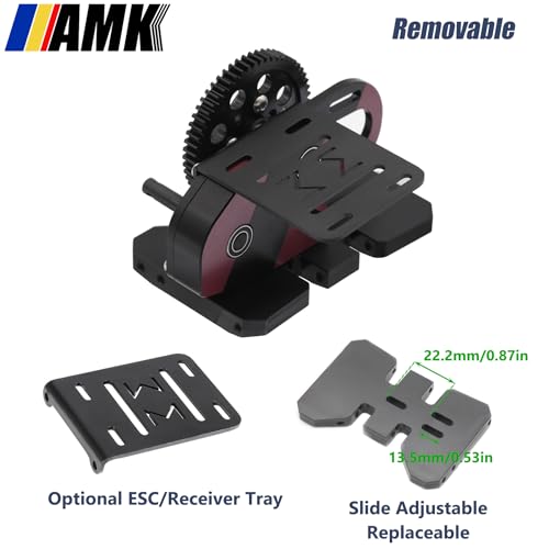 AMK Overdrive 30% Metal Differential Gearbox with POM Skid Plate for 1/10 Scale LCG Transmission, Compatible with RC Crawler Axial SCX10, Capra, Element, Gspeed, and DIY Chassis (Red) - color: Red