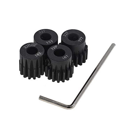 4pcs 32p Pinion Gear 5mm Set Hardened 14T 15T 16T 17T 32 Pitch Gears RC Upgrade Part with Screwdriver