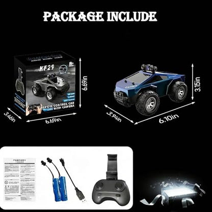 1:28 Scale FPV Monster Truck RC Cars with 720P HD Camera, 2.4GHz Remote Control Car, All-Terrain Off-Road RC Truck with Body Light, 2 Rechargeable Batteries, Toy Gift for Kids Adults Boys