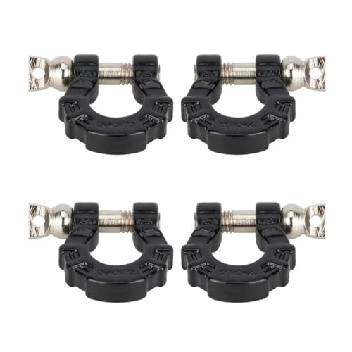 4Pcs Metal Tow Shackle Trailer Buckle for SCX10 TRX4 1/10 RC Crawler | Durable metal shackles, compatible with CC01 D90 D110 TF2. Perfect for tow hook upgrade,off-road crawler accessories.4-pack. - color: Black