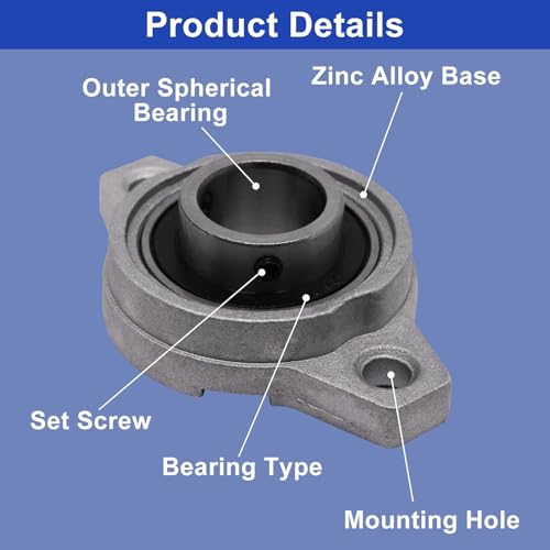 11/16 inch Pillow Block Bearing 4Pcs, 17mm ID Mounted Pillow Block Bearings, Zinc Alloy Steel Mounted Flange Bearing, Self Alignment, KFL003 - size: 11/16"(KFL003)