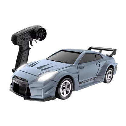 Mini RC Drift Car 1:64 Scale, Remote Control Car with LED Lights & 2-Speed Modes, Upgraded 2.4G Wireless Radio Remote Control for Multi-Users Fast (Matte Gray) - color: Matte Gray