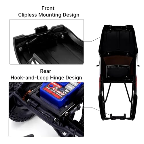 RC Repair Parts Compatible with TRX4M for Defender for Bronco for Pickup Hard Body Shell with Bed Rack 1/18 RC Crawler Car Upgrade Parts(Black) - size: Black