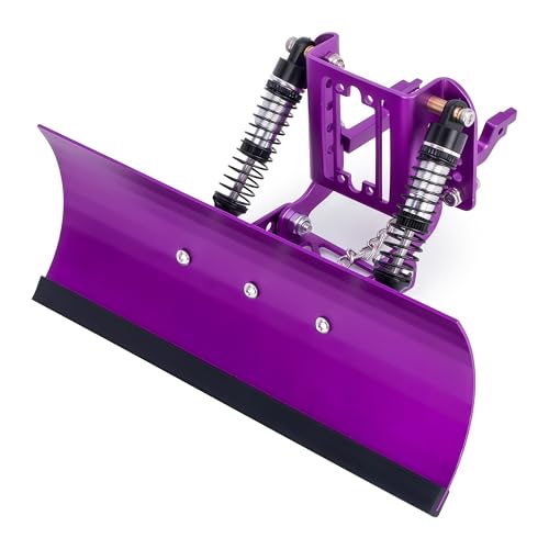 RC Snow Plow for TRX4M & SCX24, Adjustable Aluminum 1/18 1/24 RC Crawler Plow, Servo Operated Snow & Sand Shovel Upgrade, CNC Metal RC Plow Truck Accessory (Purple) - color: Purple