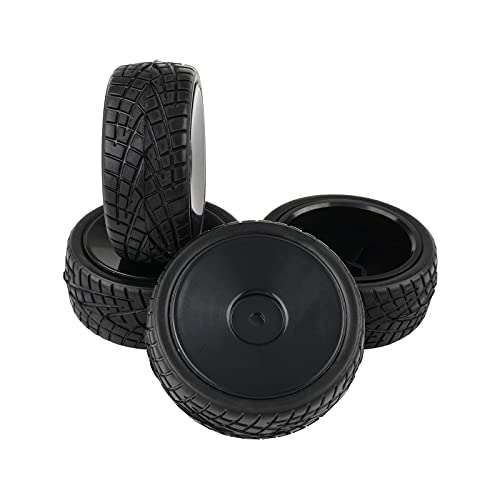 1:10 On Road RC Tires 12mm Hub Wheel Rims, Black, 4PCS | Concentric Hard Dish, For Touring Racing Cars