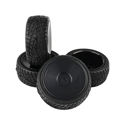 1:10 On Road RC Tires 12mm Hub Wheel Rims, Black, 4PCS | Concentric Hard Dish, For Touring Racing Cars