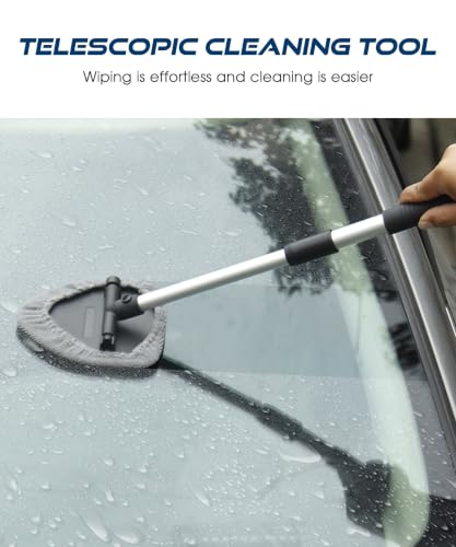 Window Screen Cleaning Brush,Car Accessories Universal Vehicles Window Cleaning Tool with Reusable Cloth Pads,Car Wash Equipment,Automotive Windshield Wiper Tools,Fit for All Cars (Triangle) - size: Triangle